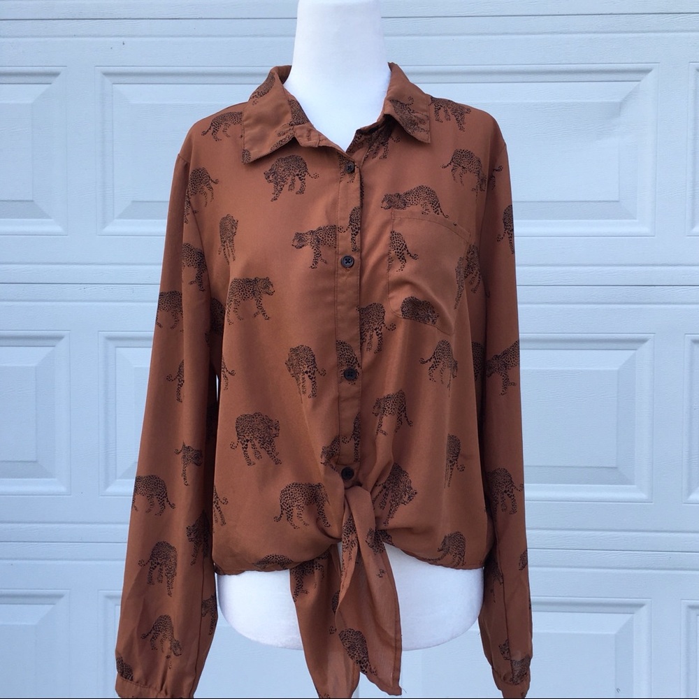🧡🐆 Oppa! Long Sleeve Button Down Blouse 🐆🧡